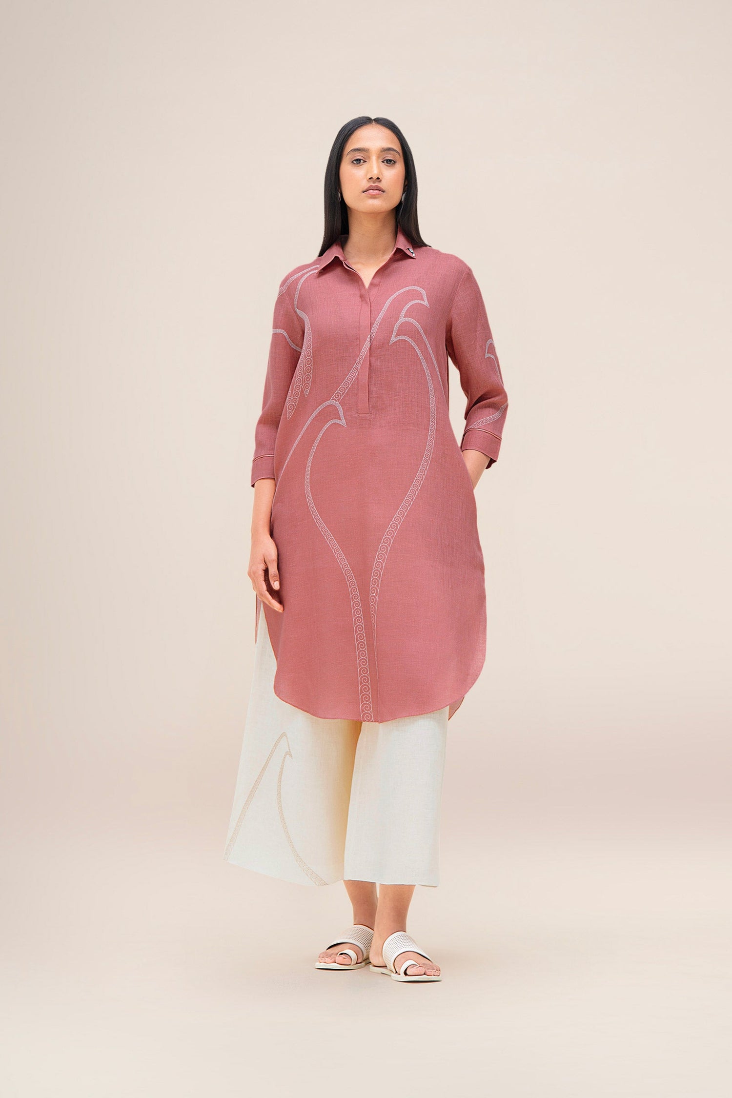  Linen Yuhina Tunic Set – Pink