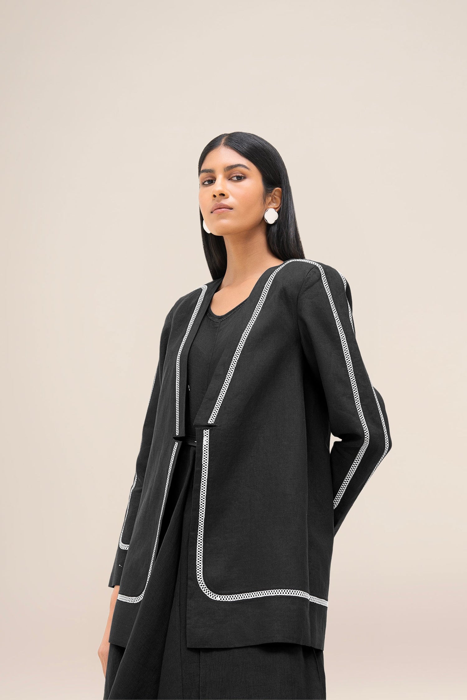  Linen Vivia Jacket – Black