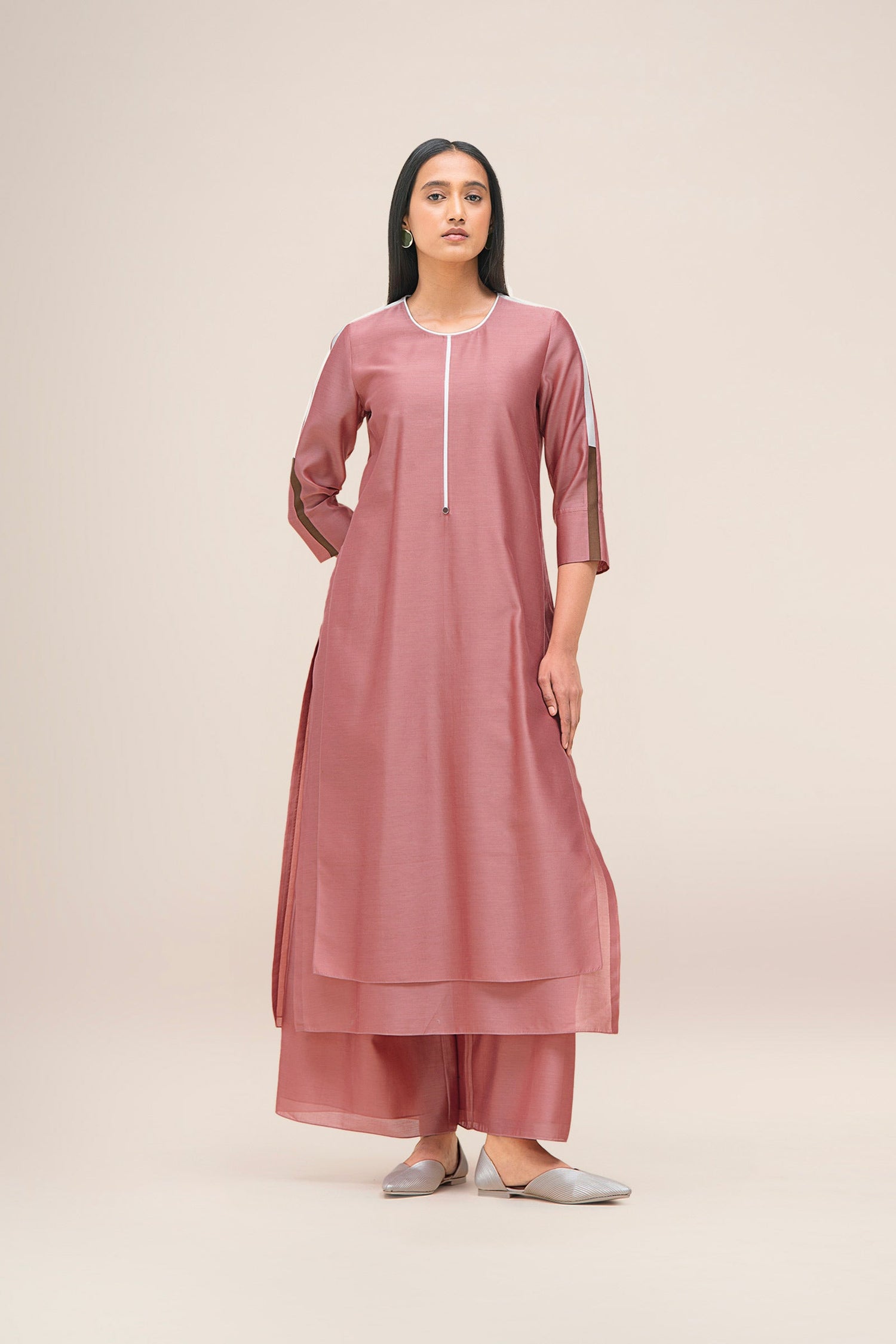  Chanderi Koyal Kurta Set – Pink