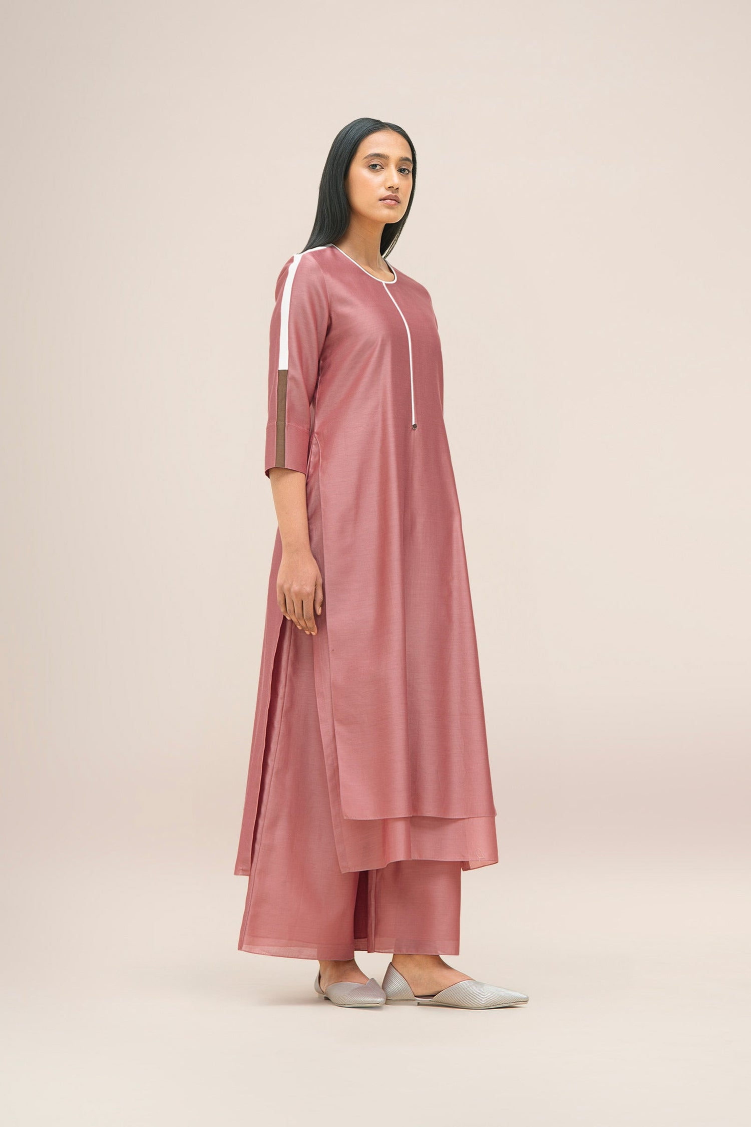  Chanderi Koyal Kurta Set – Pink