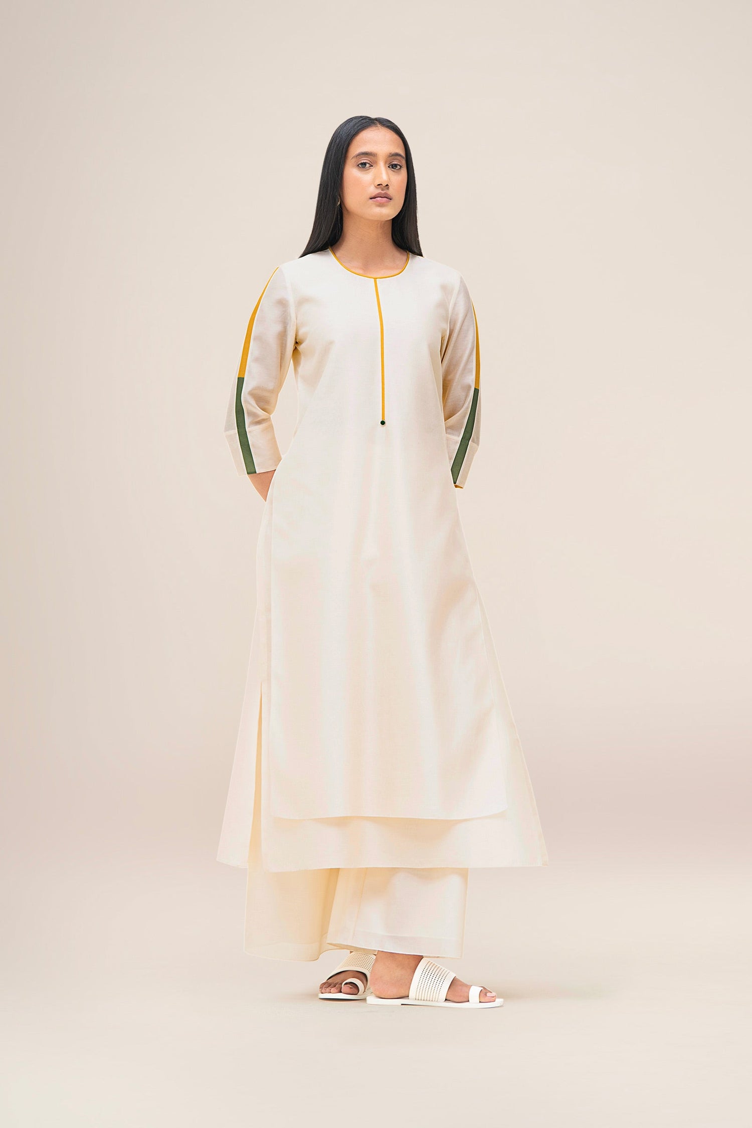  Chanderi Koyal Kurta Set – Ivory