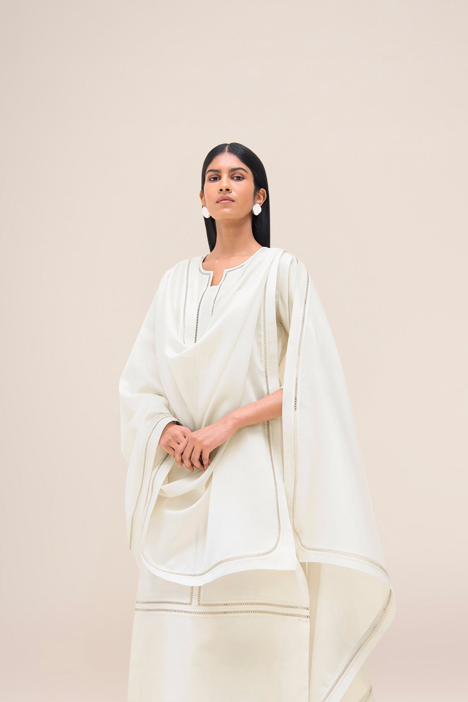  Chanderi Aranya Kurta Set – Ivory
