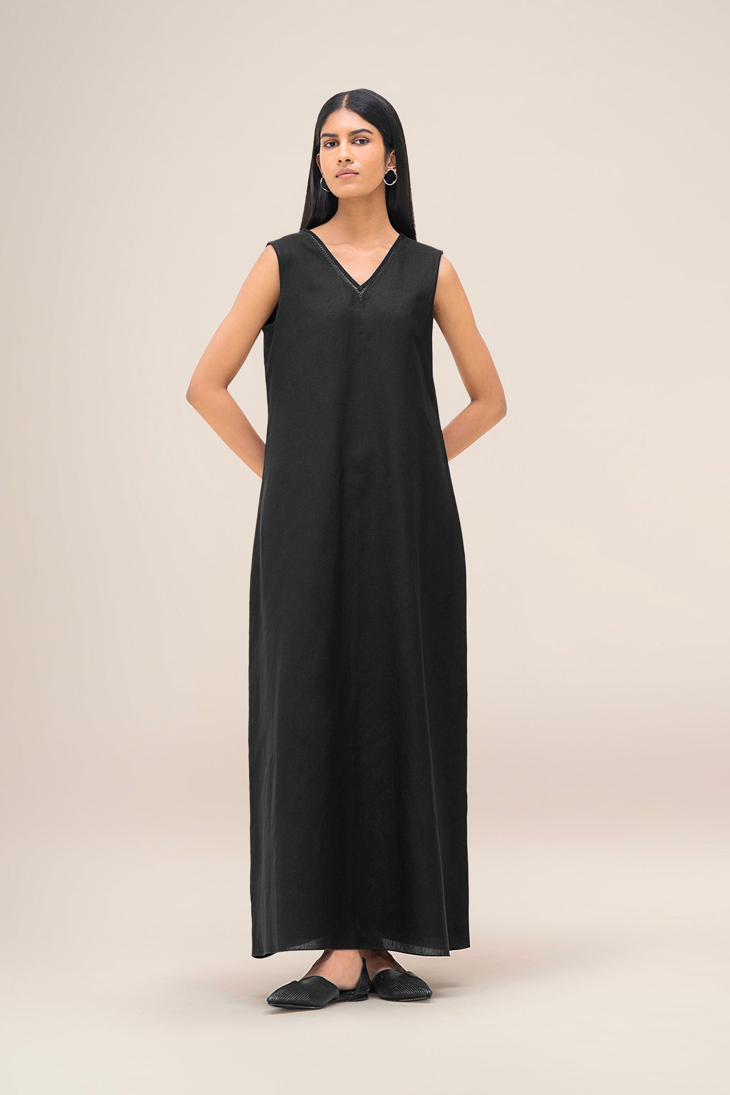  Linen Nightingale Abaya Set – Black