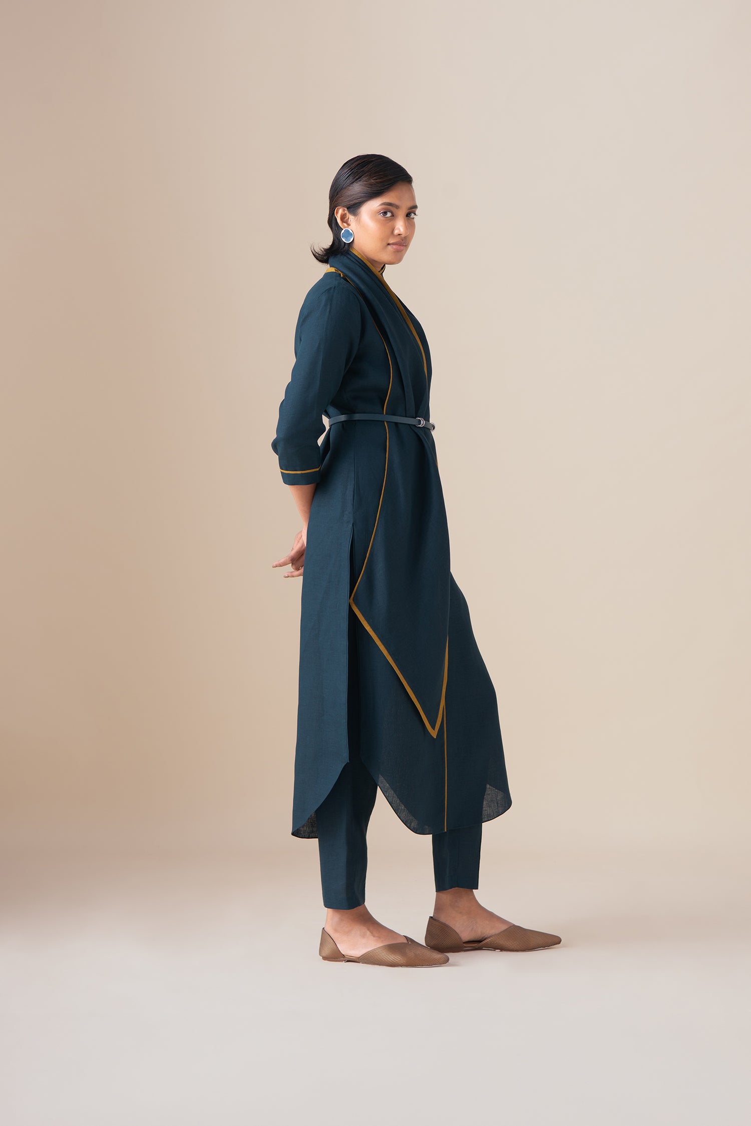  Linen Dilawar Tunic Set – Blue