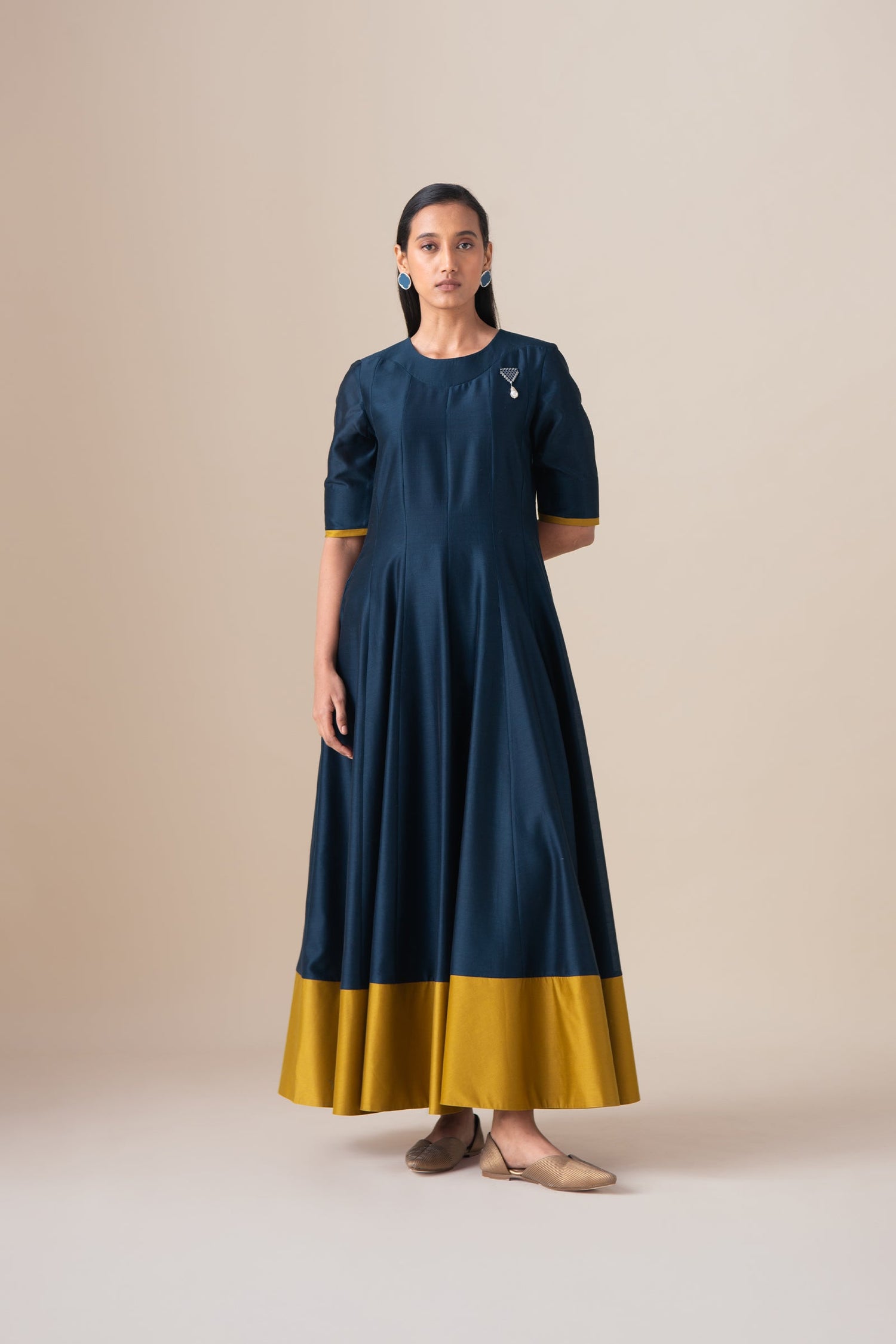  Chanderi Omira Kurta Set – Blue
