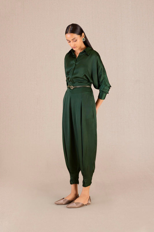 Silk Aarifa Shirt Set – Green